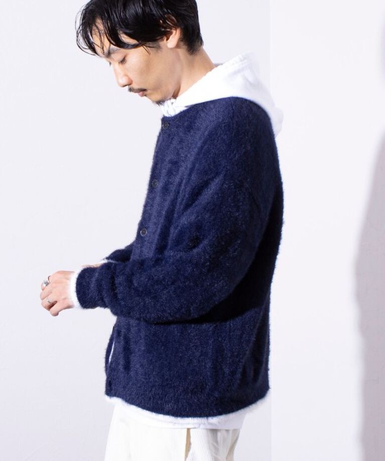 GLOSTER「【GLOSTER/グロスター】モヘヤライクシャギー クルーカーディガン UNISEX/ユニセックス」|カーディガン|