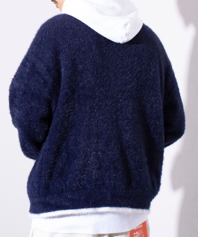 GLOSTER「【GLOSTER/グロスター】モヘヤライクシャギー クルーカーディガン UNISEX/ユニセックス」|カーディガン|
