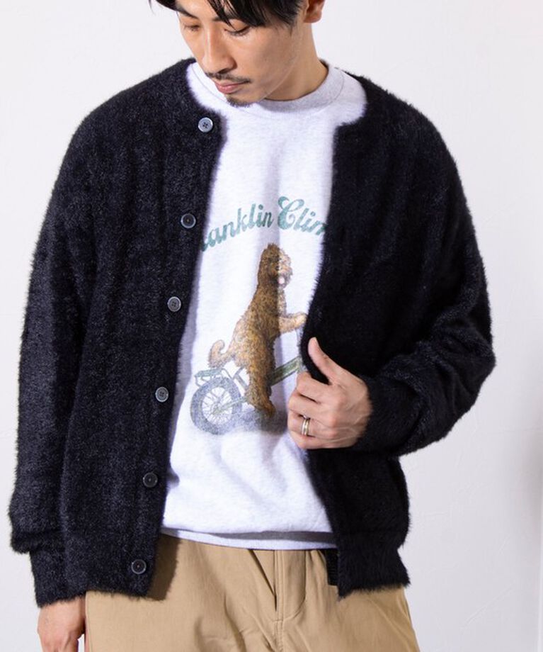 GLOSTER「【GLOSTER/グロスター】モヘヤライクシャギー クルーカーディガン UNISEX/ユニセックス」|カーディガン|