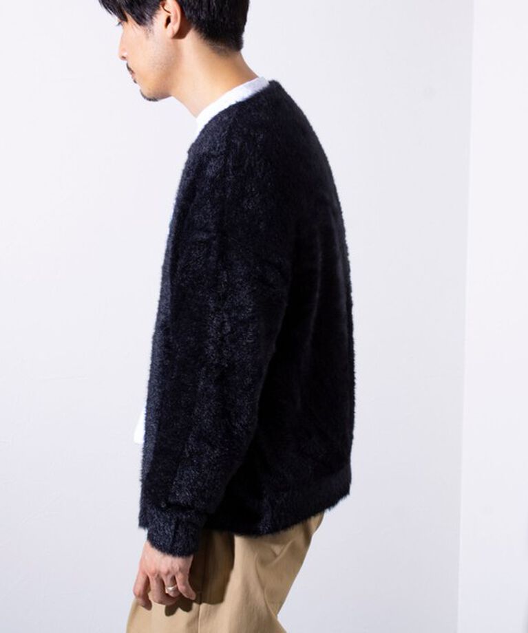 GLOSTER「【GLOSTER/グロスター】モヘヤライクシャギー クルーカーディガン UNISEX/ユニセックス」|カーディガン|