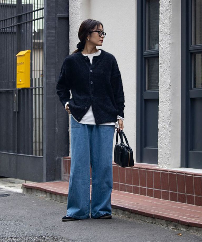 GLOSTER「【GLOSTER/グロスター】モヘヤライクシャギー クルーカーディガン UNISEX/ユニセックス」|カーディガン|