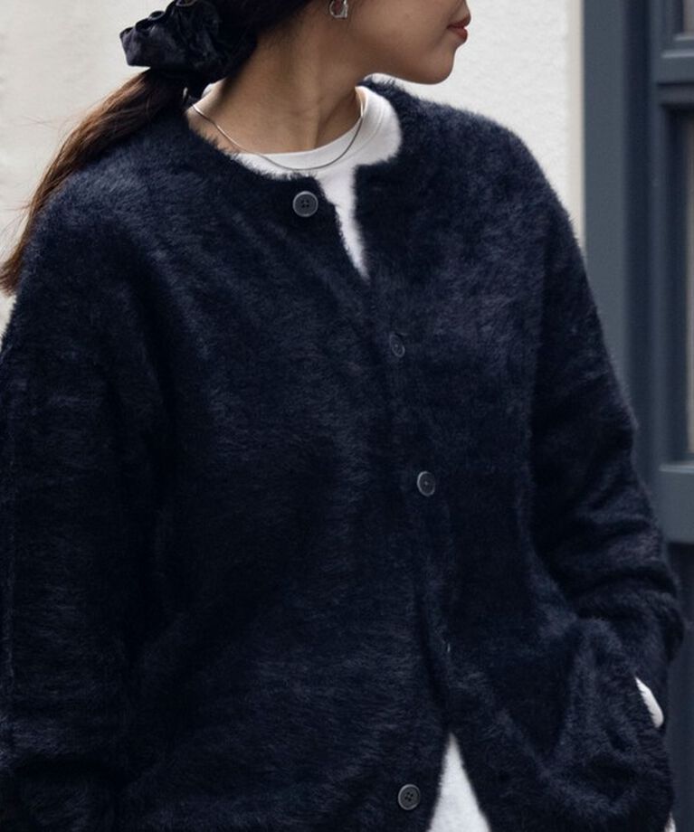 GLOSTER「【GLOSTER/グロスター】モヘヤライクシャギー クルーカーディガン UNISEX/ユニセックス」|カーディガン|