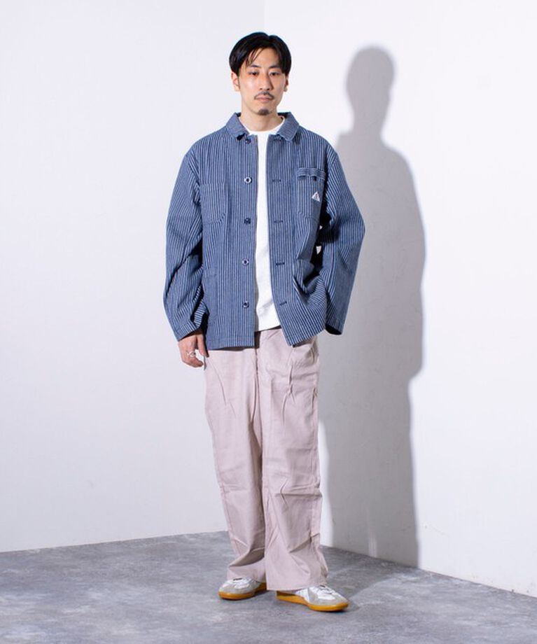 GLOSTER「【GEVACO/ゲバコ】【セットアップ着用可能】ストライプカバーオール ワークジャケット」|ブルゾン・スタジャン|