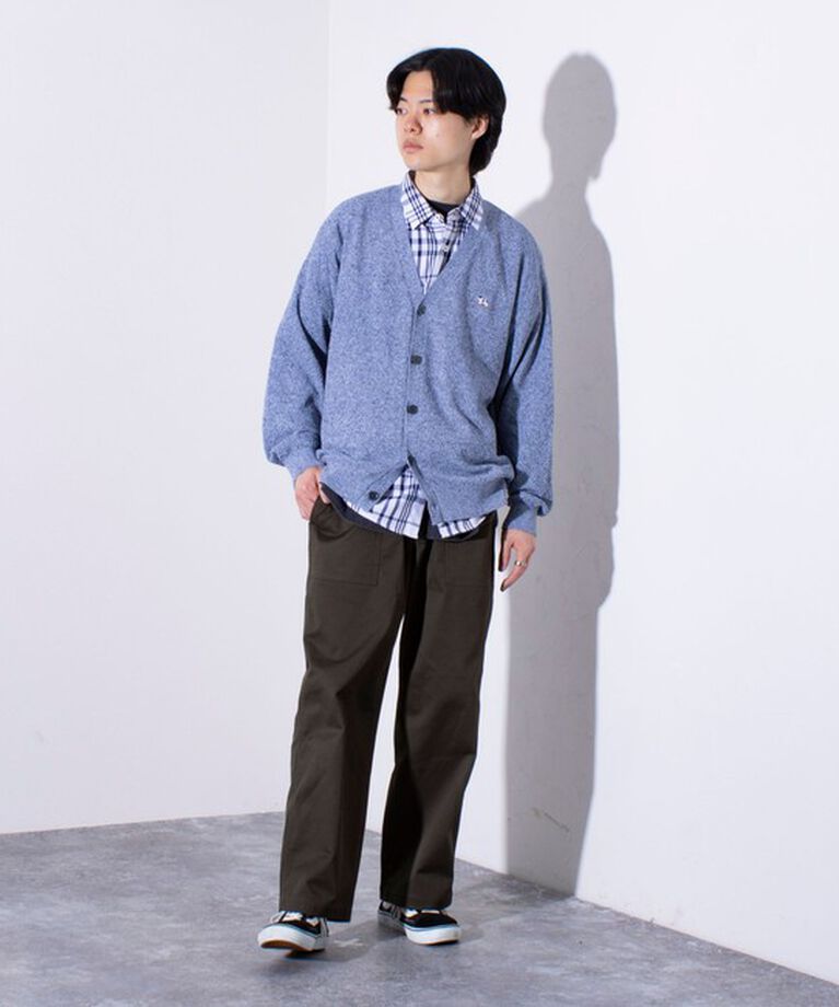 GLOSTER「【GLOSTER/グロスター】フレンチブルドッグ刺繍 リネン混 カーディガン Vネック」|カーディガン|