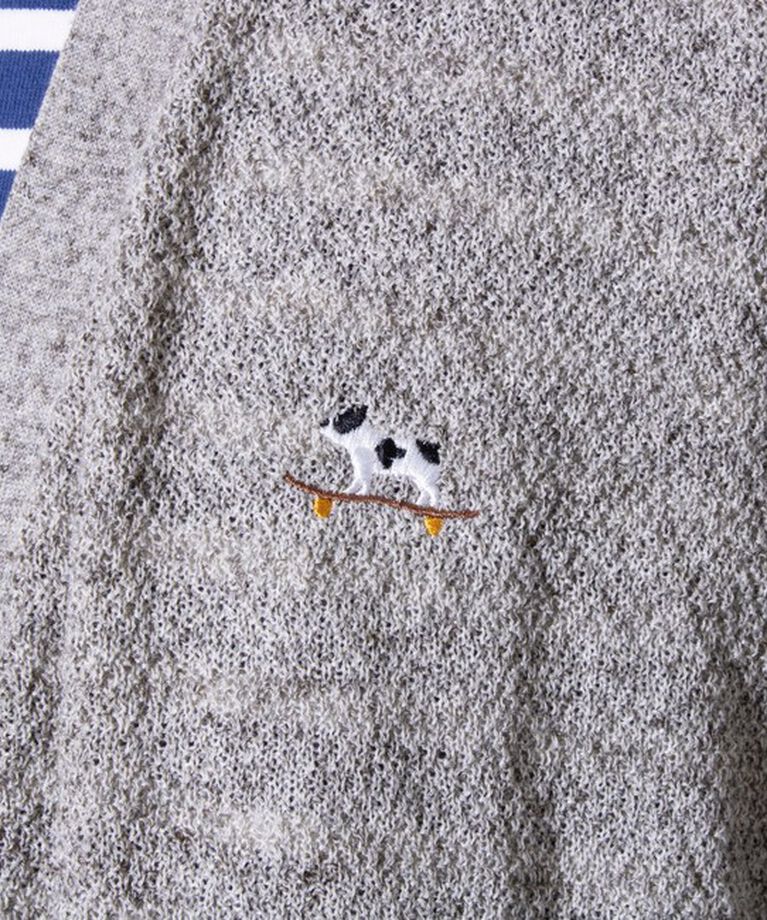 GLOSTER「【GLOSTER/グロスター】フレンチブルドッグ刺繍 リネン混 カーディガン Vネック」|カーディガン|