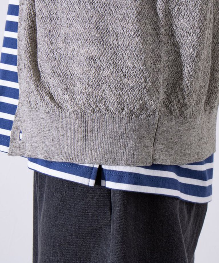 GLOSTER「【GLOSTER/グロスター】フレンチブルドッグ刺繍 リネン混 カーディガン Vネック」|カーディガン|