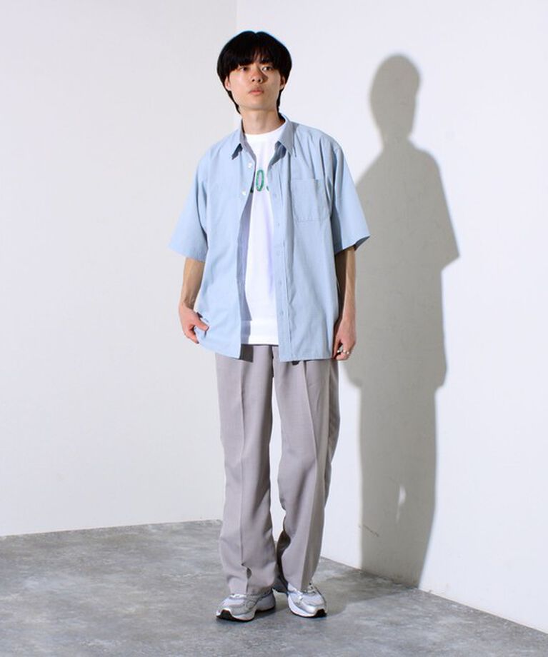 GLOSTER「【GLOSTER/グロスター】タック入り ドライポリ ワイドストレート スラックスパンツ」|チノ|