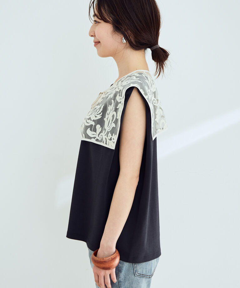 VIS「付け衿×スムースフレンチTシャツ」|Tシャツ・カットソー|