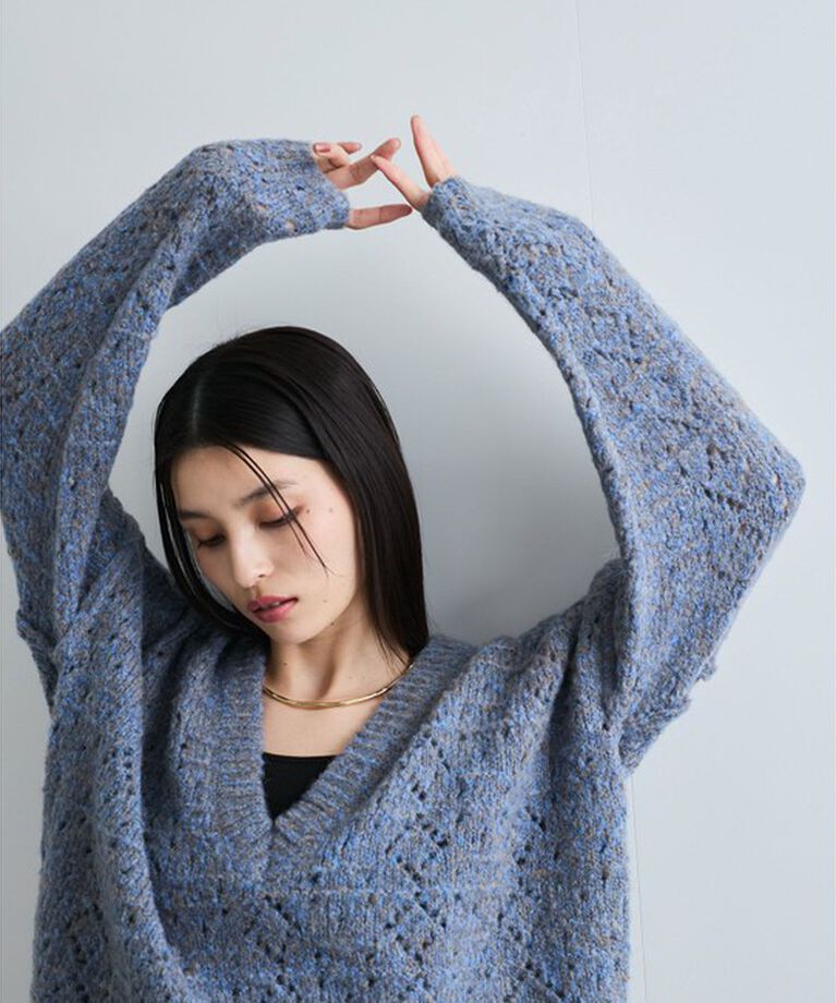 VIS「ミックスカラー深Vネックニット」|ニット・セーター|