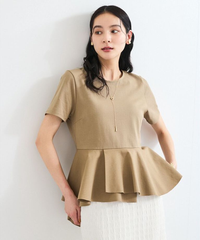 VIS「イレギュラーヘム異素材ドッキングペプラムプルオーバー」|Tシャツ・カットソー|カーキー系(38)