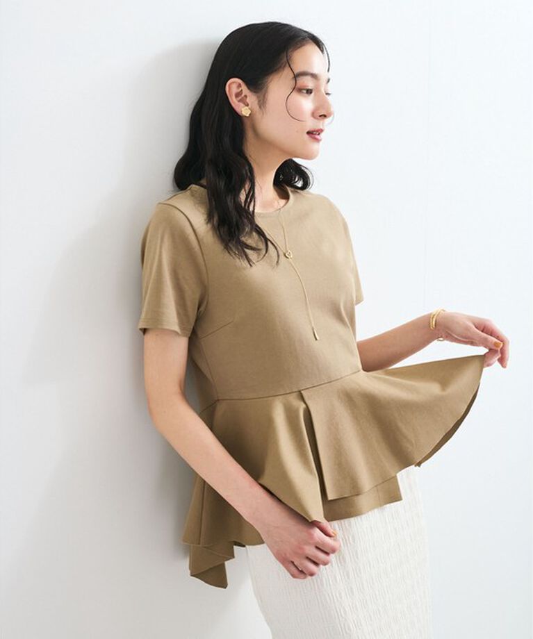 VIS「イレギュラーヘム異素材ドッキングペプラムプルオーバー」|Tシャツ・カットソー|