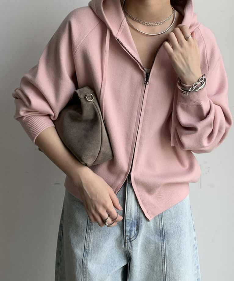  「【WEB限定】ジャガード編みニットパーカー」|カーディガン|