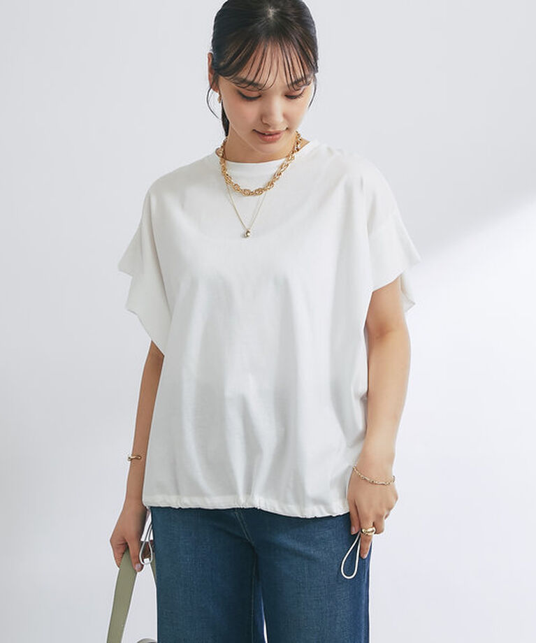  「《着回し万能》ドライタッチコットン折り返しスリーブプルオーバー」|Tシャツ・カットソー|