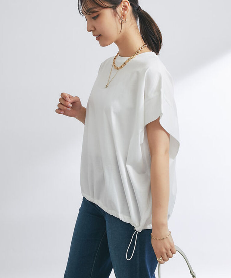  「《着回し万能》ドライタッチコットン折り返しスリーブプルオーバー」|Tシャツ・カットソー|