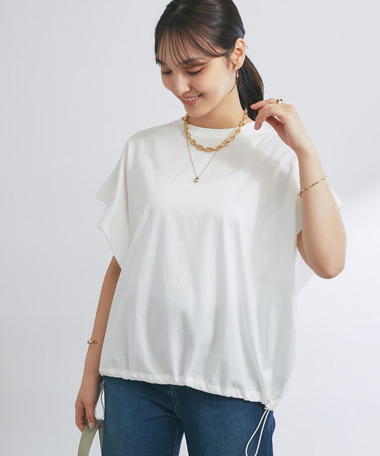  「《着回し万能》ドライタッチコットン折り返しスリーブプルオーバー」|Tシャツ・カットソー|