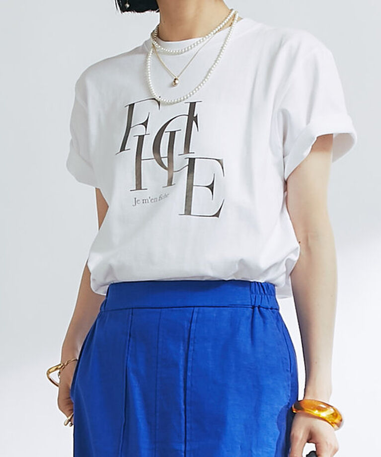  「《綿100％・着心地抜群》Je men ficheラメフロッキーTシャツ」|Tシャツ・カットソー|オフホワイト