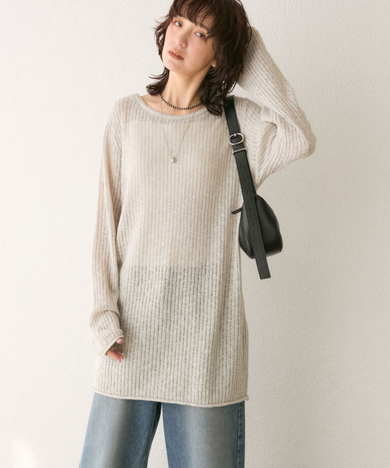 「【さらっと着やすい】2wayメランジロングニット」|カーディガン|
