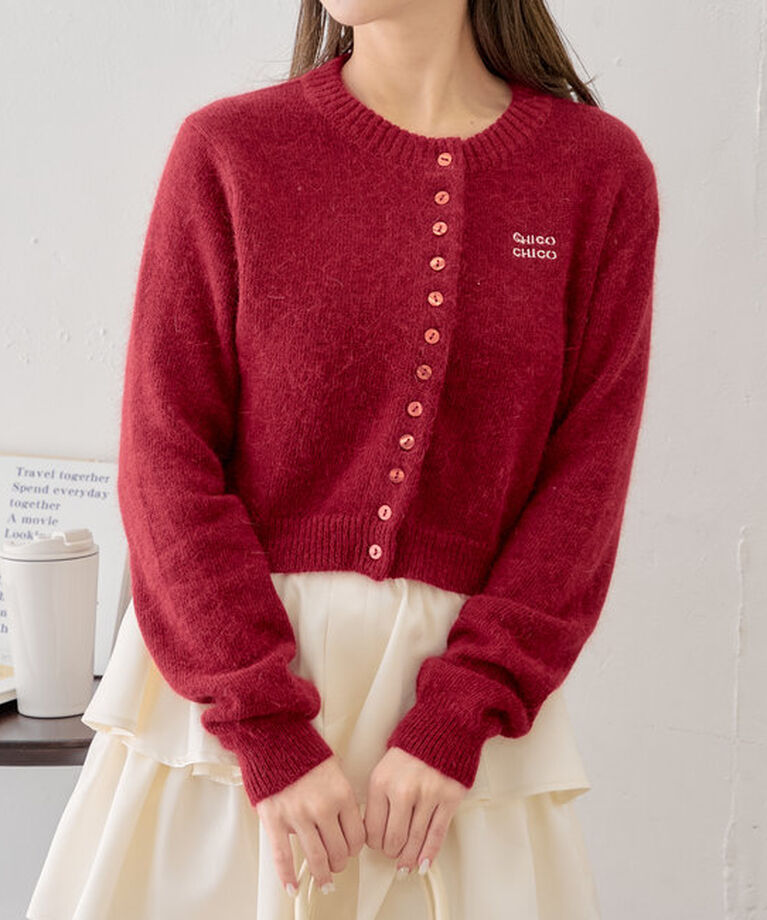  「アンゴラ刺繍入りカーディガン」|カーディガン|