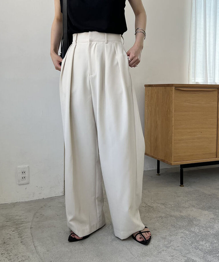  「【累計2万本突破！】【低身長・高身長サイズあり】2タックワイドパンツ」|チノ|
