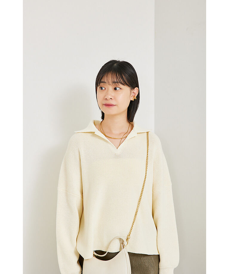 Rouge vif「衿付片畦ニットプルオーバー」|ニット・セーター|