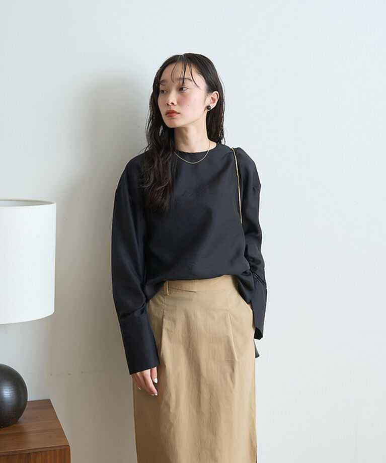 Rouge vif「クルーネック袖ギャザーシアーブラウス」|シャツ・ブラウス|