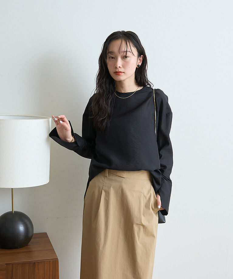Rouge vif「クルーネック袖ギャザーシアーブラウス」|シャツ・ブラウス|