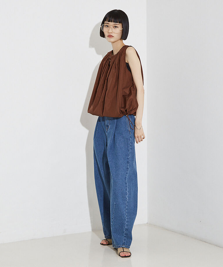 NOMINE「タック ボリューム デニムパンツ」|デニム|