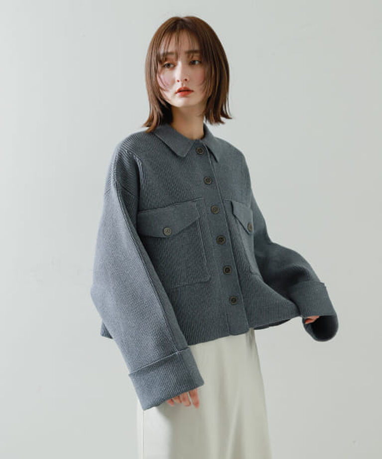 SENSE OF PLACE by URBAN RESEARCH「SENSE OF PLACE ニットショートジャケット」|ノーカラーコート|