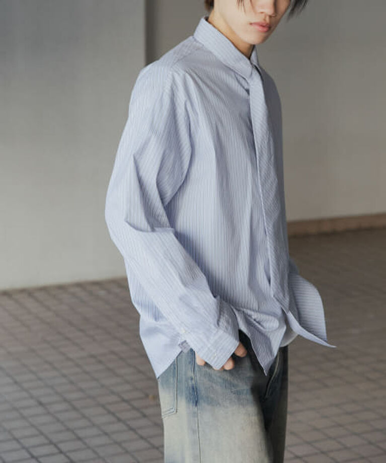 SENSE OF PLACE by URBAN RESEARCH「SENSE OF PLACE 『ユニセックス』ストライプレギュラーカラーネクタイシャツ」|シャツ・ブラウス|
