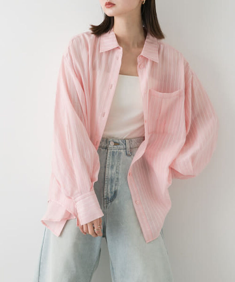 SENSE OF PLACE by URBAN RESEARCH「SENSE OF PLACE タックポケットシアーストライプシャツ」|シャツ・ブラウス|PNK×IVO