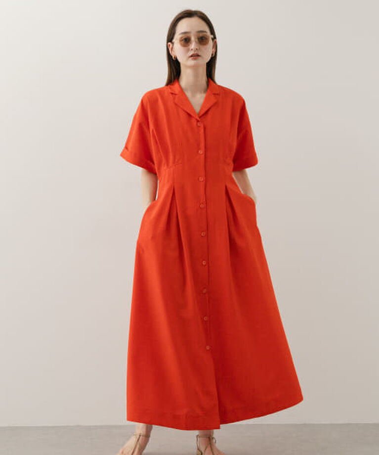 SENSE OF PLACE by URBAN RESEARCH「SENSE OF PLACE ウエストタックシャツワンピース」|ワンピース|RED