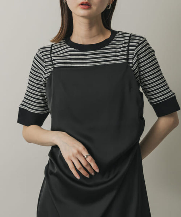 SENSE OF PLACE by URBAN RESEARCH「SENSE OF PLACE 『一部WEB限定カラー』クルーネックリンガーボーダーTシャツ(5分袖)」|Tシャツ・カットソー|BLK×WHT