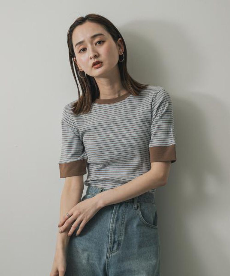 SENSE OF PLACE by URBAN RESEARCH「SENSE OF PLACE 『一部WEB限定カラー』クルーネックリンガーボーダーTシャツ(5分袖)」|Tシャツ・カットソー|