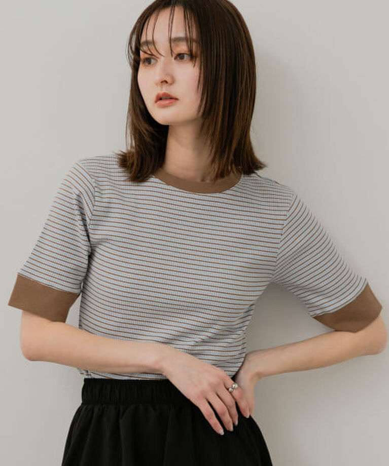 SENSE OF PLACE by URBAN RESEARCH「SENSE OF PLACE 『一部WEB限定カラー』クルーネックリンガーボーダーTシャツ(5分袖)」|Tシャツ・カットソー|
