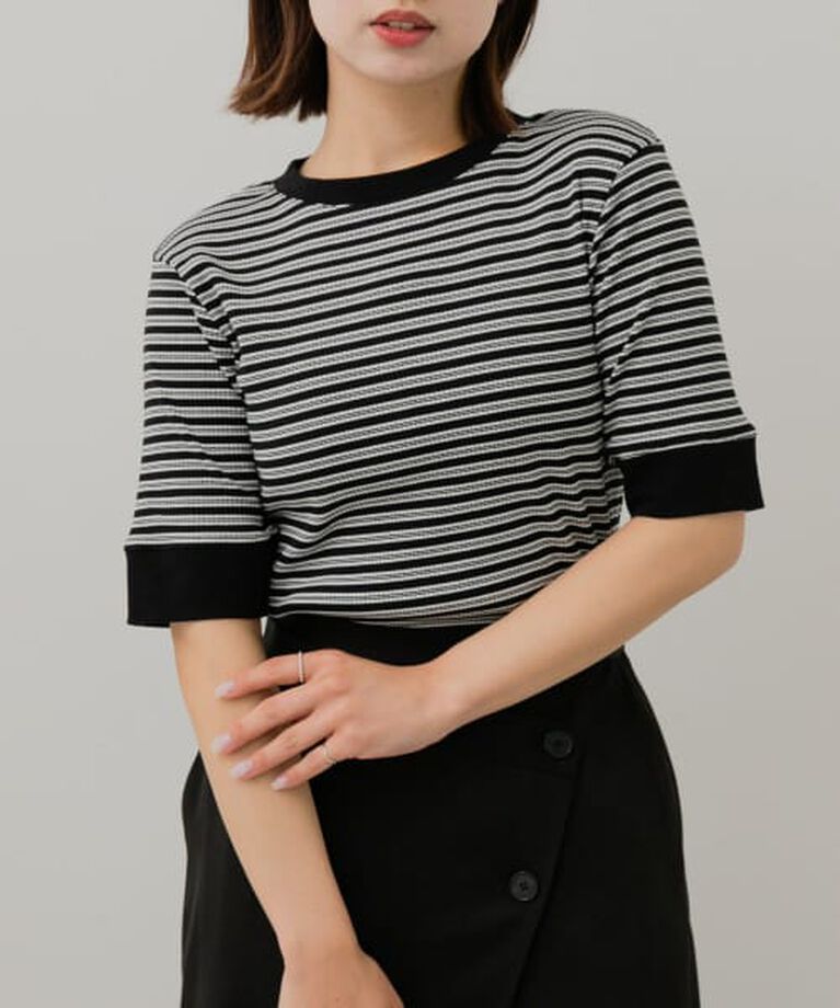 SENSE OF PLACE by URBAN RESEARCH「SENSE OF PLACE 『一部WEB限定カラー』クルーネックリンガーボーダーTシャツ(5分袖)」|Tシャツ・カットソー|