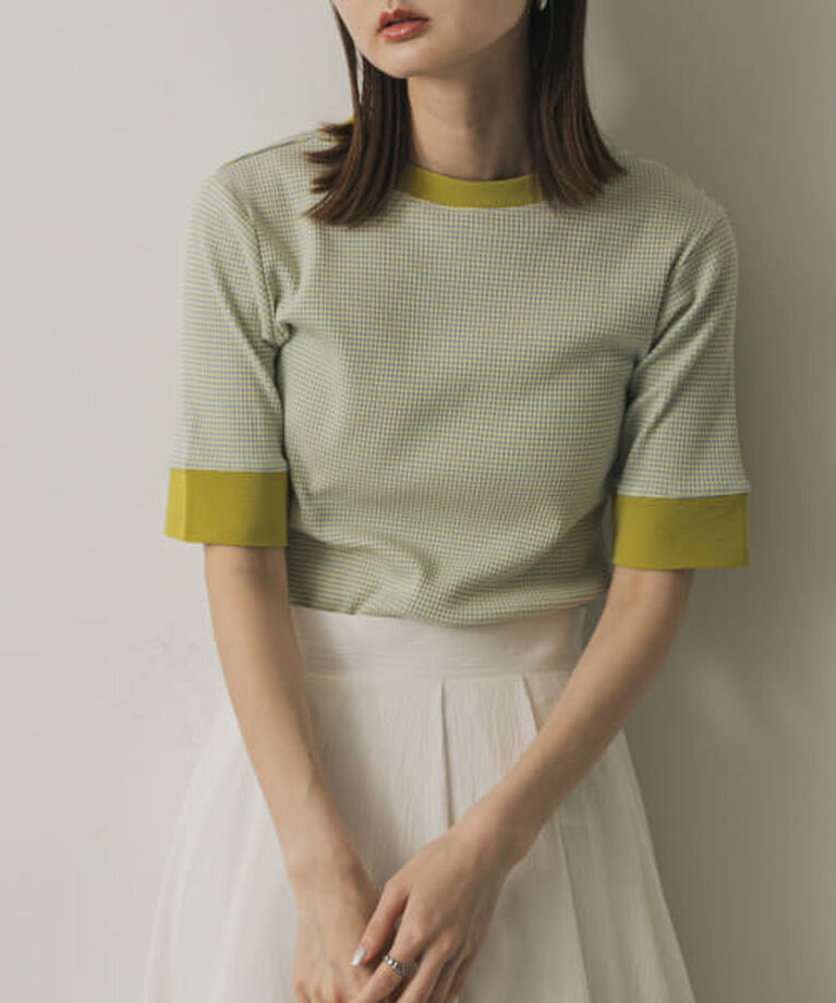 SENSE OF PLACE by URBAN RESEARCH「SENSE OF PLACE 『一部WEB限定カラー』クルーネックリンガーボーダーTシャツ(5分袖)」|Tシャツ・カットソー|YEL×BLU