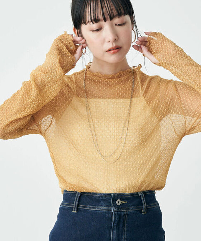 earth music&ecology「格子柄レースプルオーバー」|Tシャツ・カットソー|