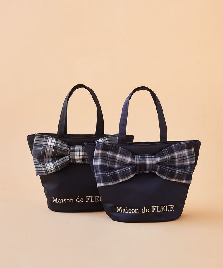 Maison de FLEUR「チェックリボンサテントートバッグ」|トートバッグ|