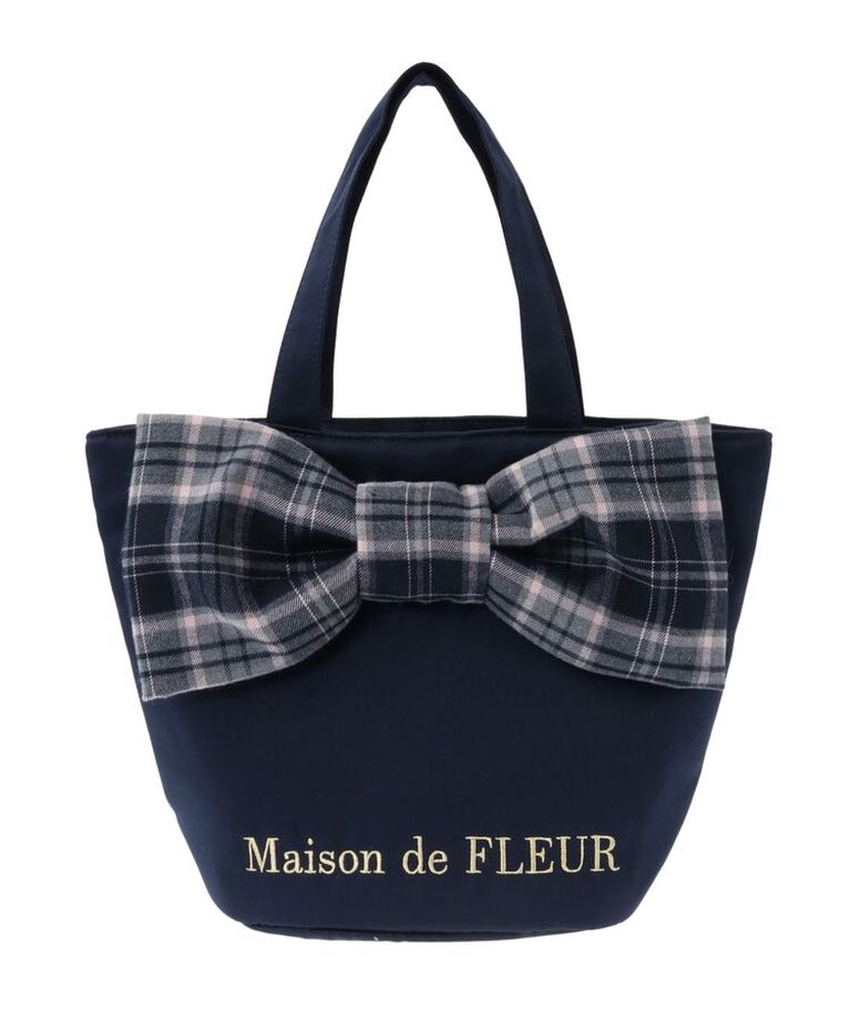 Maison de FLEUR「チェックリボンサテントートバッグ」|トートバッグ|