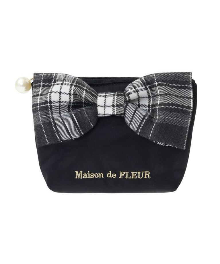 Maison de FLEUR「チェックリボンサテンポーチ」|ポーチ|