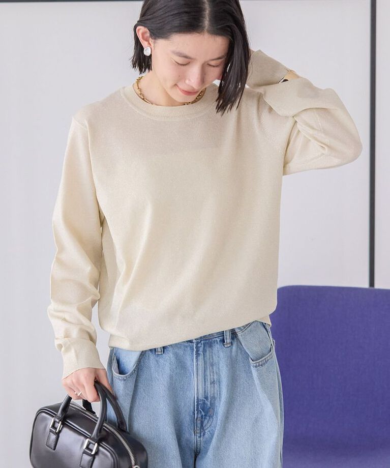 AMERICAN HOLIC「ラメ入りクルーネックニットプルオーバー」|ニット・セーター|Ivory