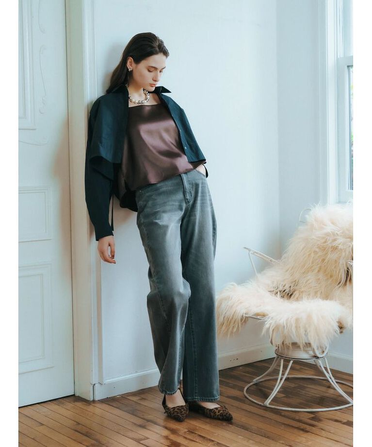YECCA VECCA「【CLASSY.掲載】ルーズストレートデニムパンツ」|デニム|Gray