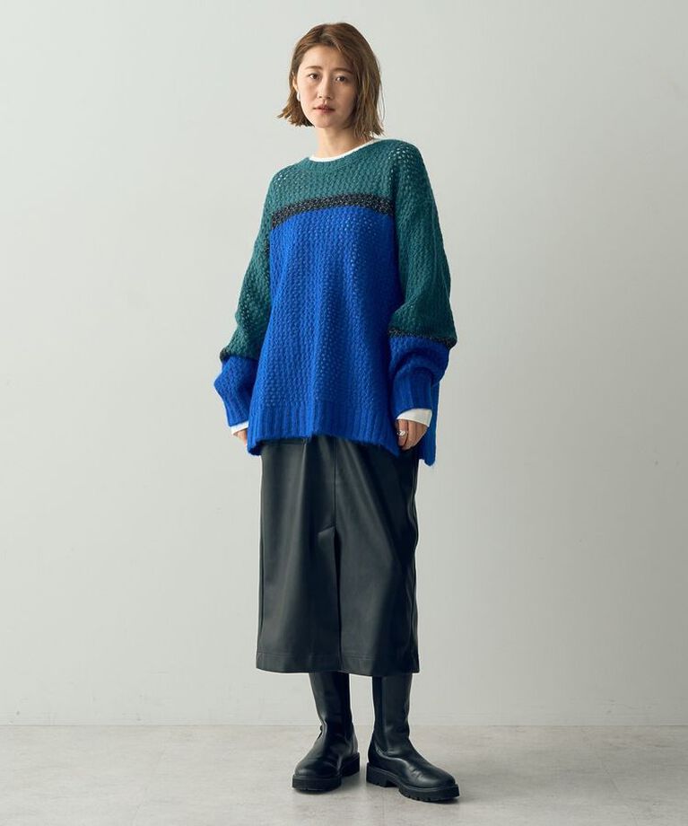 YECCA VECCA「フェイクレザースリットナロースカート②」|タイト|