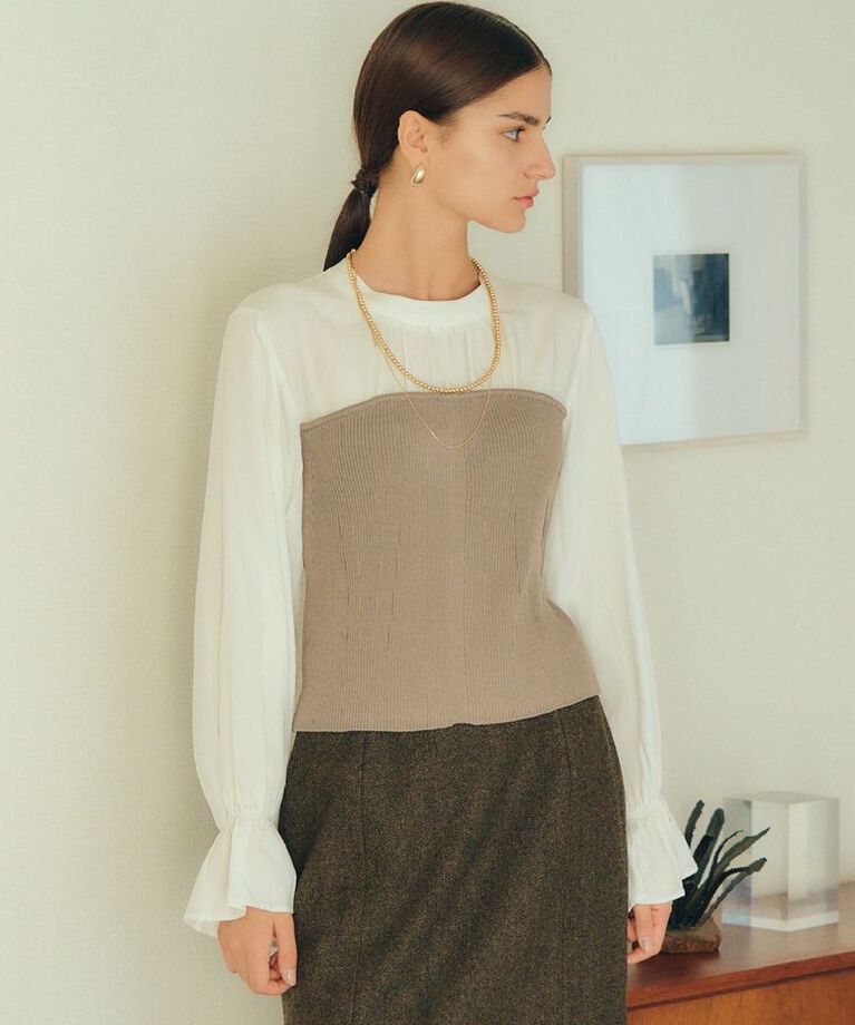 YECCA VECCA「ニットビスチェドッキングブラウス」|シャツ・ブラウス|Gray Beige