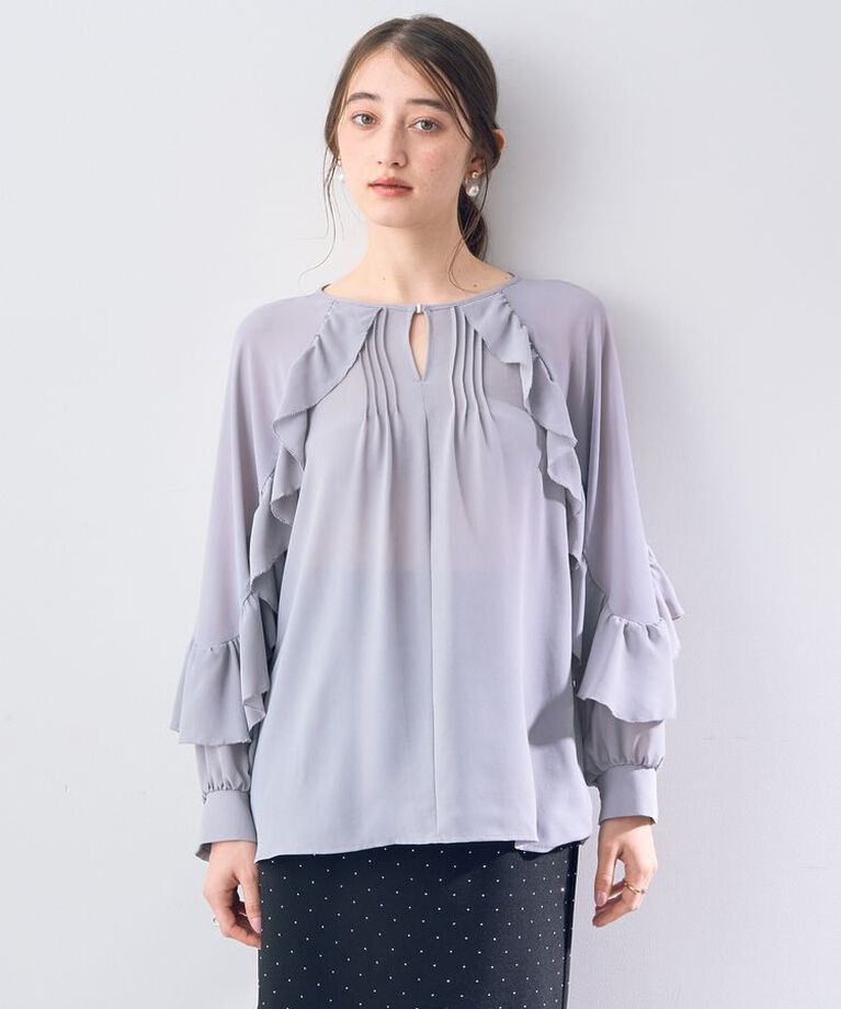 YECCA VECCA「ラッフルシアーブラウス」|シャツ・ブラウス|Gray