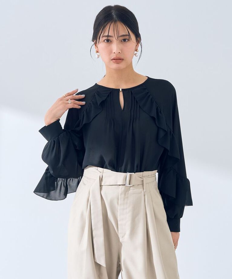 YECCA VECCA「ラッフルシアーブラウス」|シャツ・ブラウス|