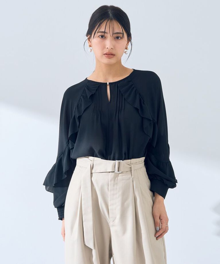 YECCA VECCA「ラッフルシアーブラウス」|シャツ・ブラウス|