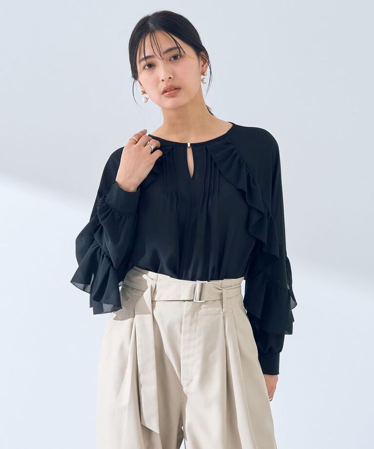 YECCA VECCA「ラッフルシアーブラウス」|シャツ・ブラウス|