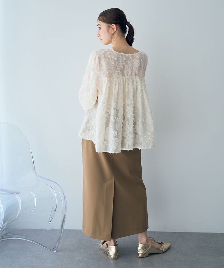 YECCA VECCA「2wayカットジャガードペプラムブラウス」|シャツ・ブラウス|