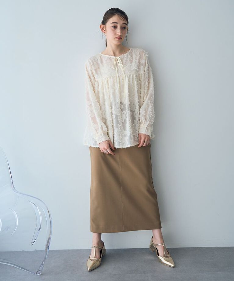 YECCA VECCA「2wayカットジャガードペプラムブラウス」|シャツ・ブラウス|